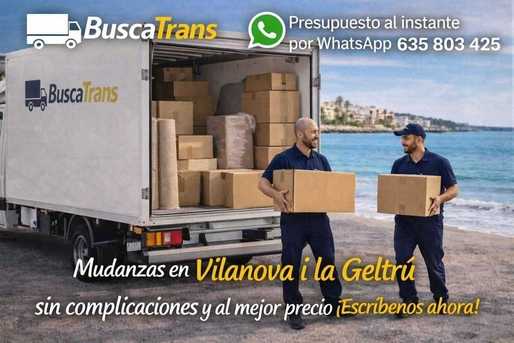 3 operarios de BuscaTrans en mudanza Sitges