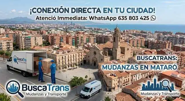 Camion de mudanzas BuscaTrans descargando muebles en Mataró
