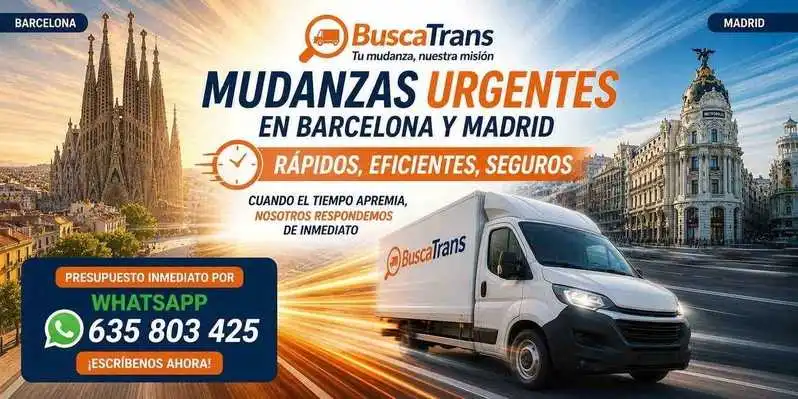 Furgoneta de Mudanzas Urgentes con BuscaTrans en Barcelona y Madrid