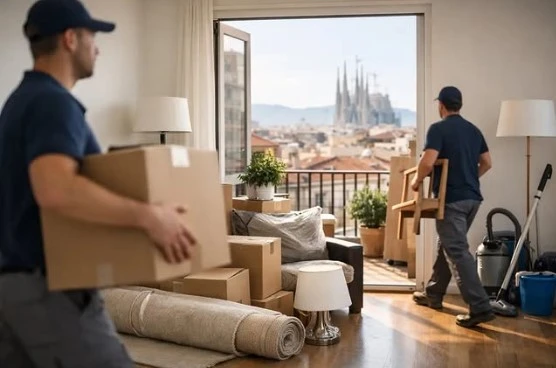Mudanza de habitacion frente a la Sagrada Familia Barcelona